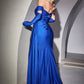 Off The Shoulder Slit Women Formal Gown By Ladivine CD988 - Special Occasion