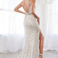 Sequin Beaded Slit Gown by Cinderella Divine - CDS359 - Special Occasion