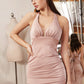 Halter Stretch Satin Gown by Cinderella Divine - CDS408- Special Occasion/Curves