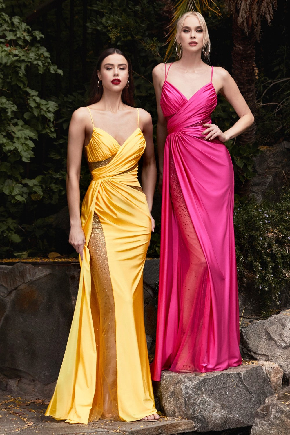 Stretch Gather Rhinestone Dress by Cinderella Divine CDS410