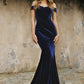 Velvet Off The Shoulder Mermaid Sit Women Evening Gown By Ladivine CH139 - Special Occasion/Curves