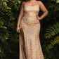 A-Symmetrical Fit Sequin Gown by Cinderella Divine CH165C - Curves