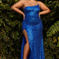 A-Symmetrical Fit Sequin Gown by Cinderella Divine CH165C - Curves