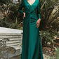 Long Sleeve Stretch Wrap Gown by Cinderella Divine CH175 - Special Occasion/Curves