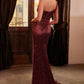 One Shoulder Sequin Gown by Cinderella Divine - CH182- Special Occasion