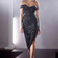 Short Sexy Sequin with High Slit Cocktail Dress by Cinderella Divine - CH190