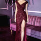 Fitted Sequin Evening Gown by Cinderella Divine - CH198 - Special Occasion