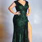 Fitted Sequin Evening Gown by Cinderella Divine - CH198C  - Curves