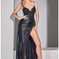 Sexy Lace and Satin Slit Dress- Women Formal Gown -Cinderella Divine CM318 - Special Occasion