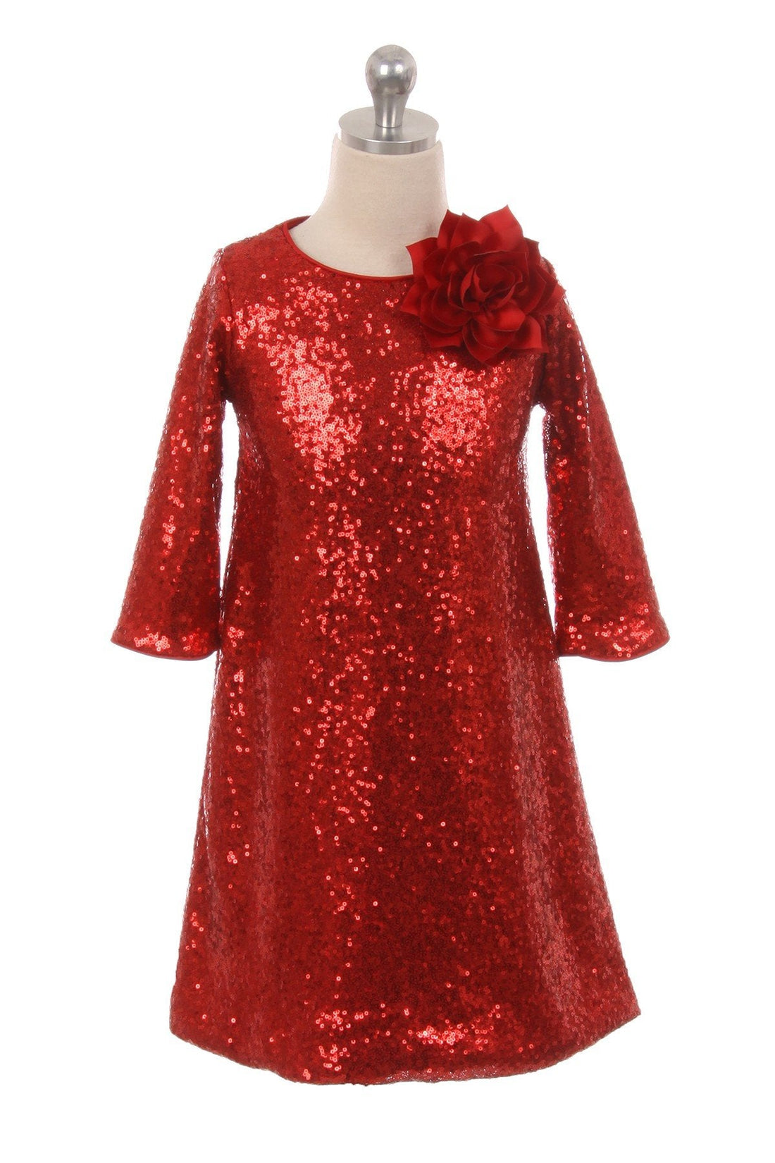 3/4 Sleeve Sequin Girl Party Dress by AS408 Kids Dream