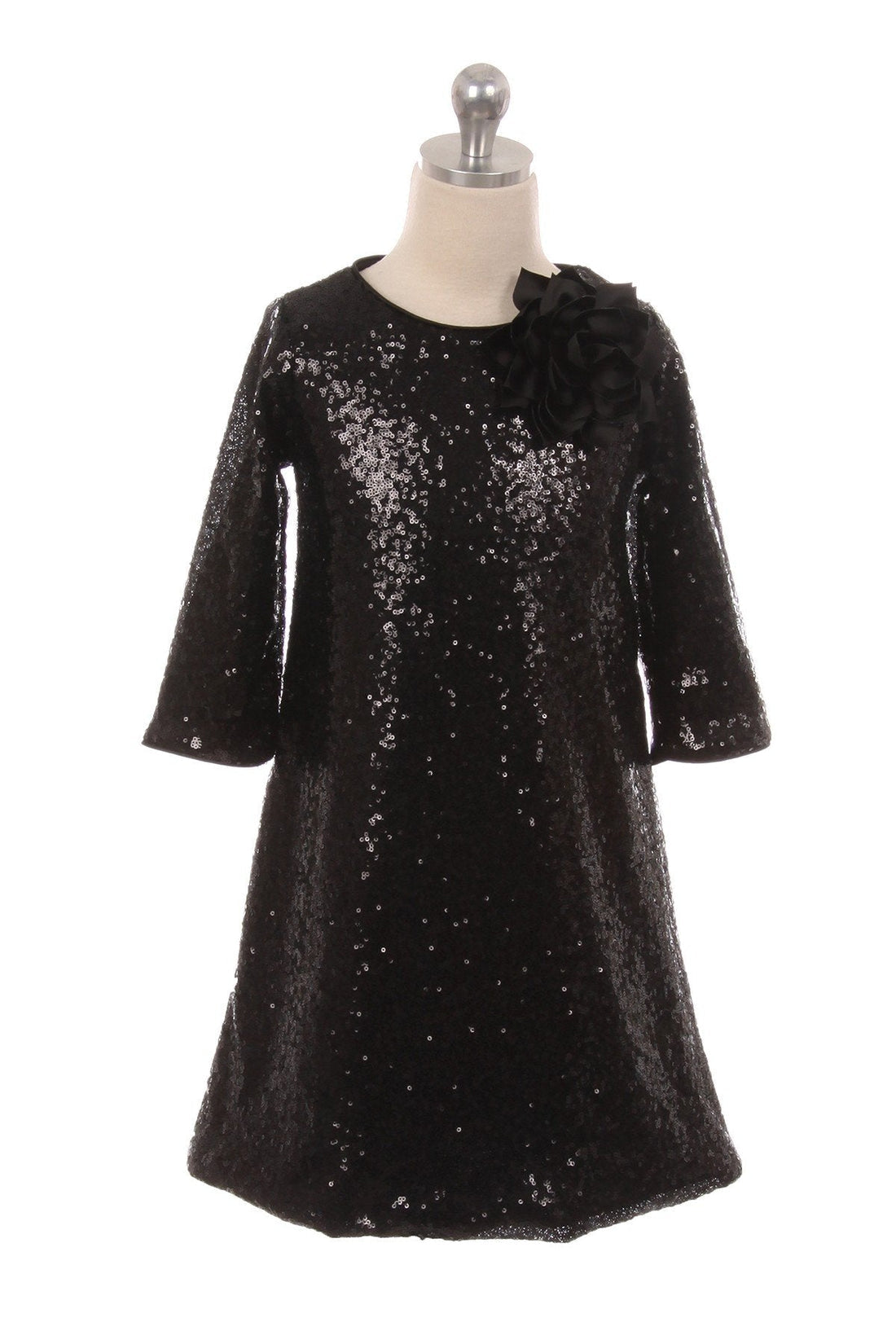 3/4 Sleeve Sequin Girl Party Dress by AS408 Kids Dream - Girl Formal Dresses Red / 14 3/4 Sleeve Sequin Girl Party Dress by AS408 Kids Dream - Girl Formal Dresses Red / 14