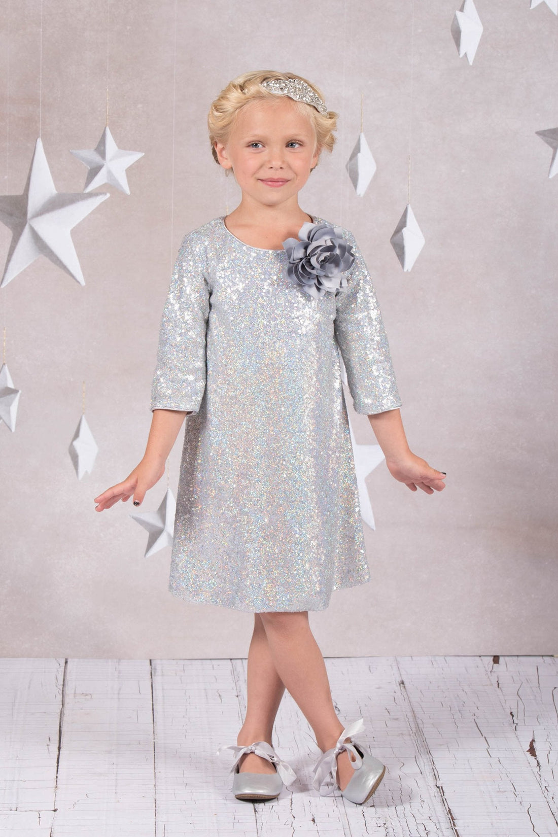 little girl formal dresses Majestic Satin Girls Dress Featuring a pleated bodice with adjustable spaghetti straps 3/4 Sleeve Sequin Girl Dress