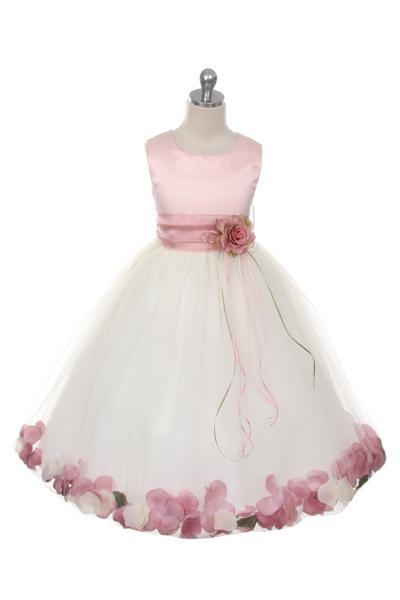 Dusty Rose Top Flower Petal Flower Girl Dress by AS160B Kids Dream - Girl Formal Dresses