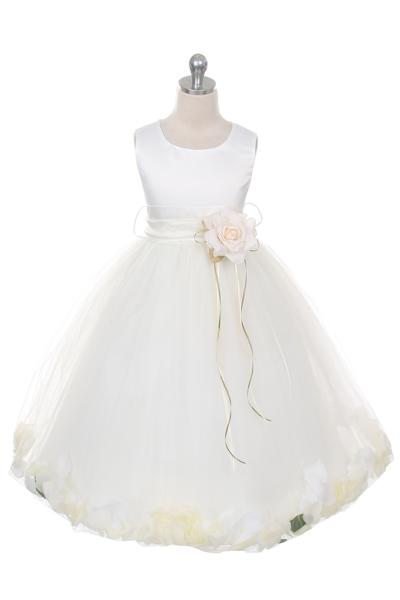 Satin Flower Petal Ivory Flower Girl Dress 1of2 by AS160B Kids Dream - Girl Formal Dresses