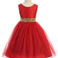 Gold Sequin Back V Girl Party Dress by AS498 Kids Dream - Girl Formal Dresses