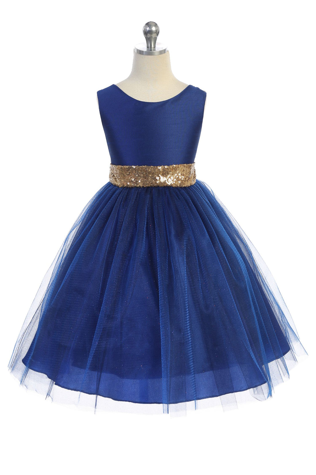 Gold Sequin Back V Girl Party Dress by AS498 Kids Dream