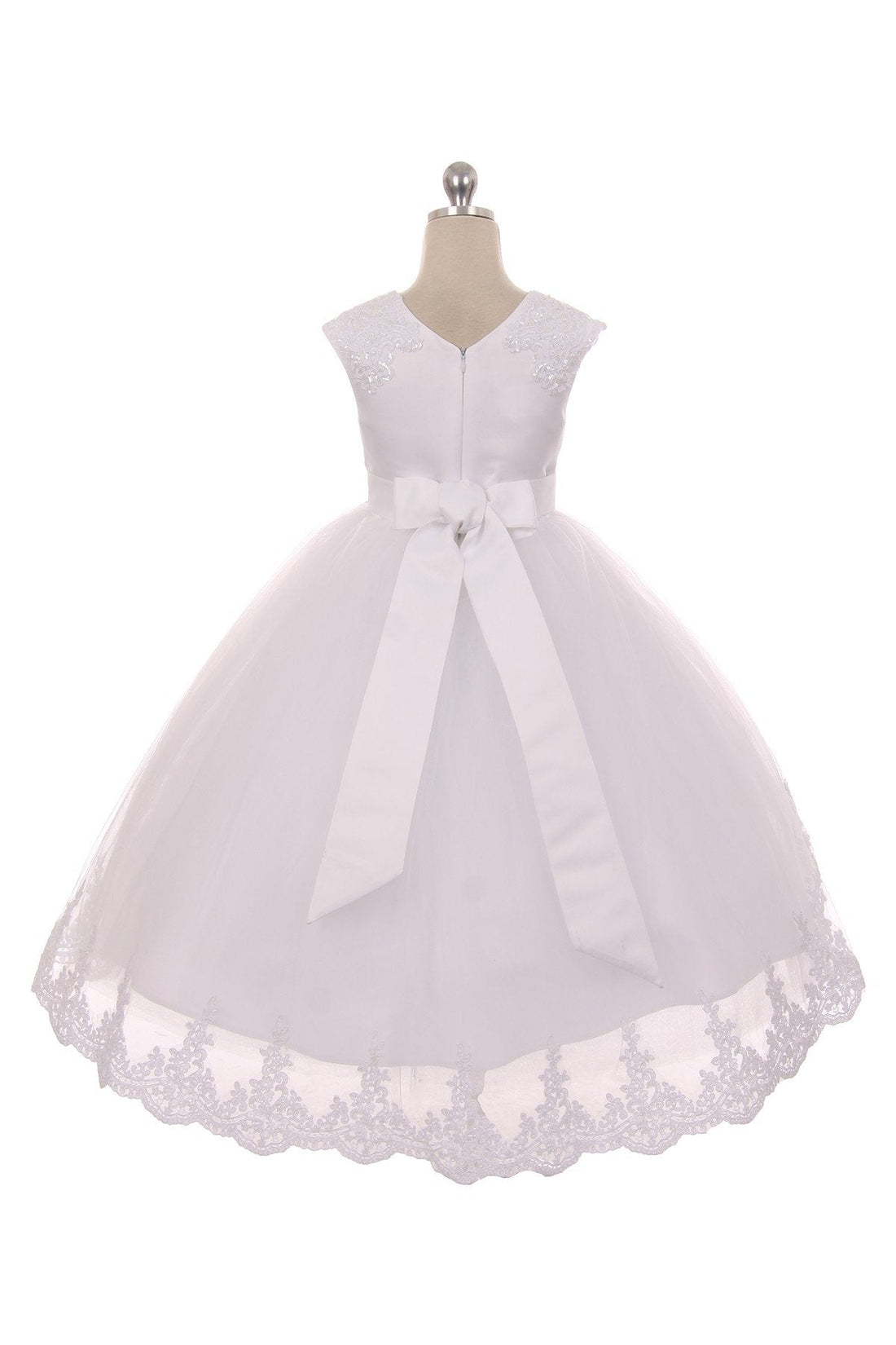 Girl Party Lace Appliqué Swoop Train Dress by AS7008 Kids Dream - Girl Formal Dresses