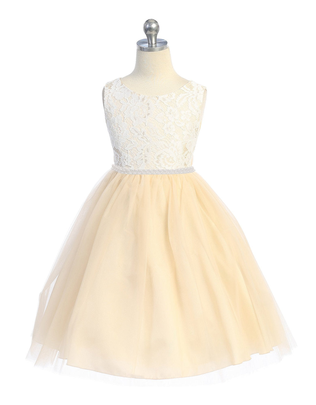 Lace with Thick Pearl Trim Girl Party Dress by AS456C Kids Dream - Girl Formal Dresses