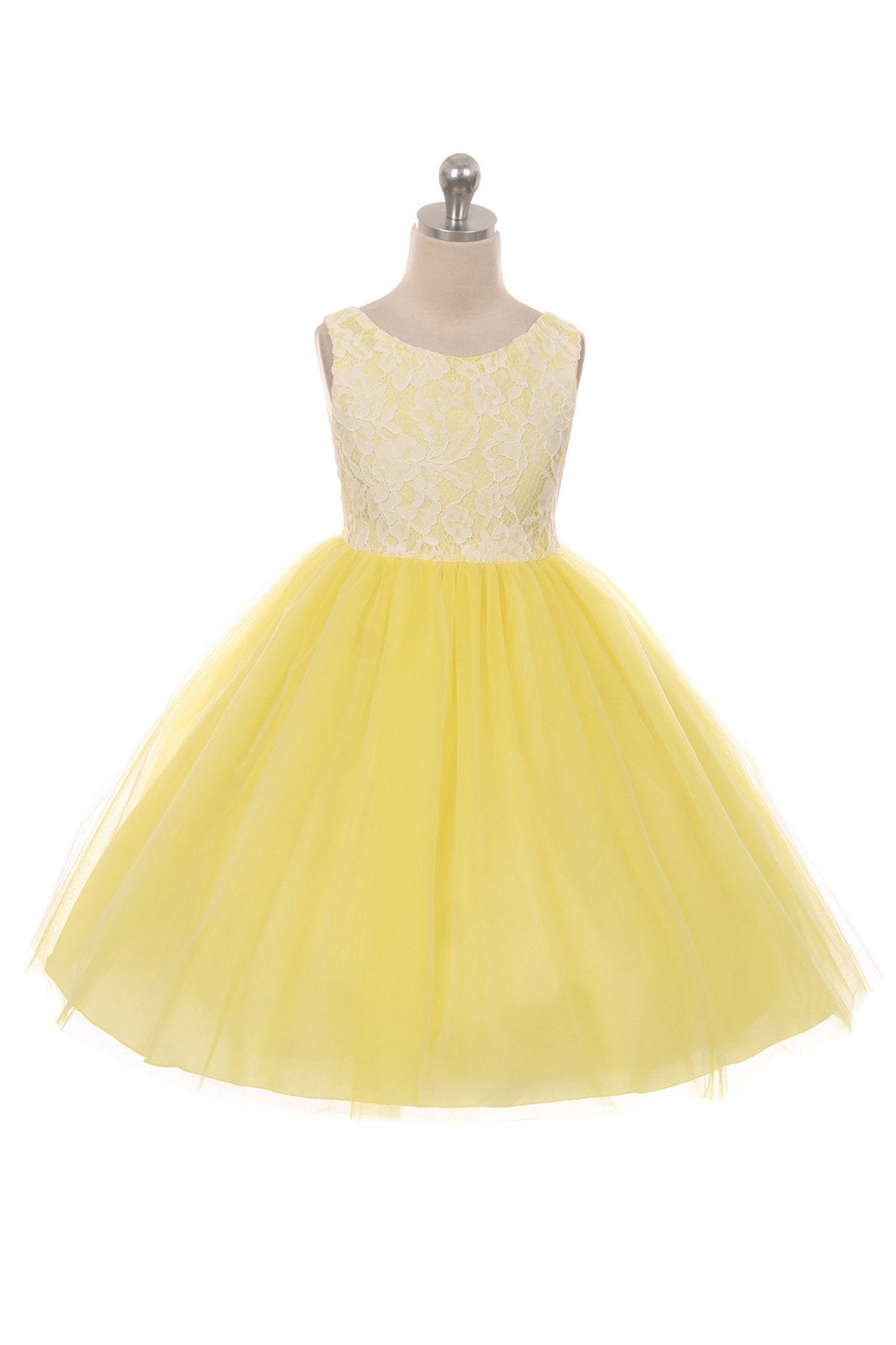 Lace Illusion Girls Dress 12 / White Lace Illusion Girls Dress 12 / White