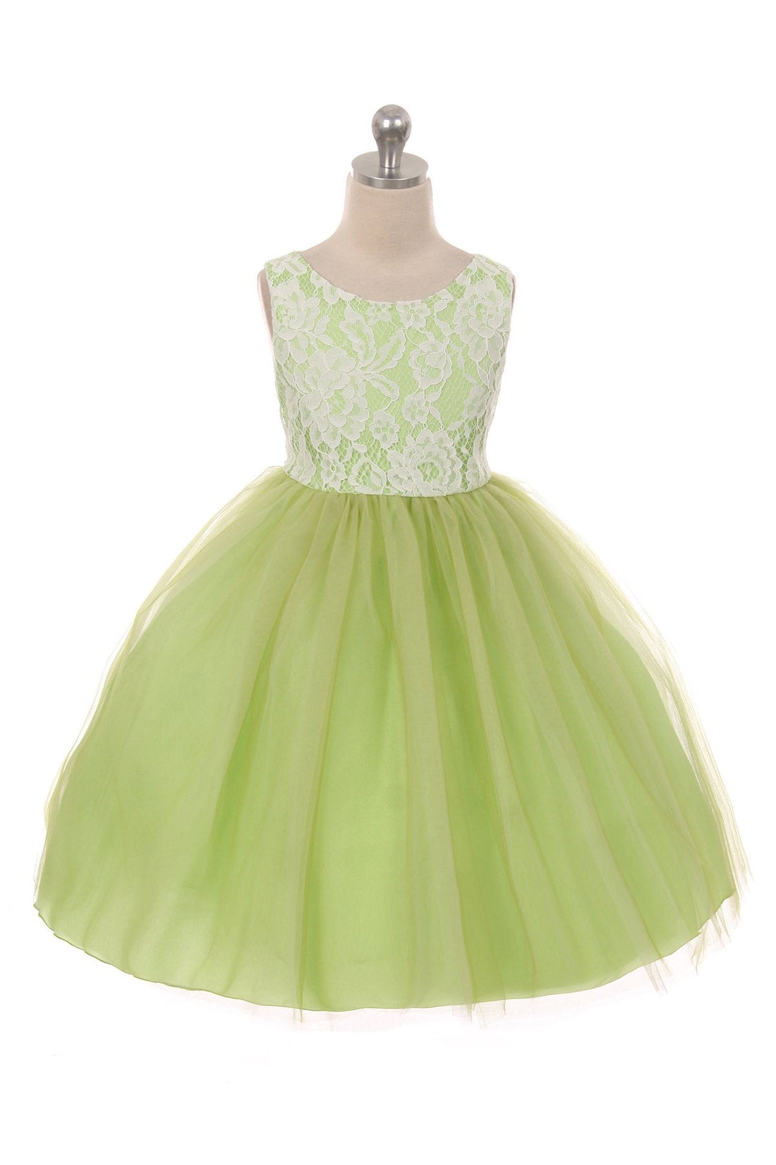 Lace Illusion Girls Dress 12 / White Lace Illusion Girls Dress 12 / White