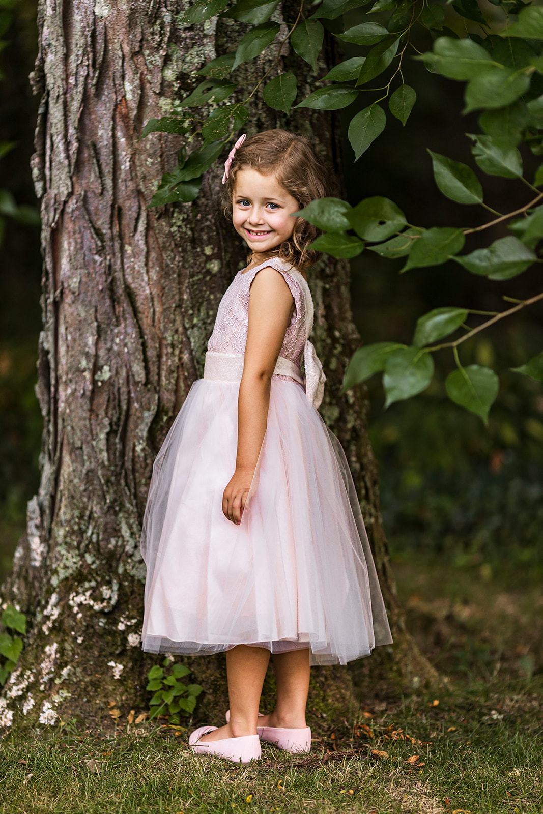 Kids Dream Blush Lace Sequin V Back Flower Girl Dress Little Girls