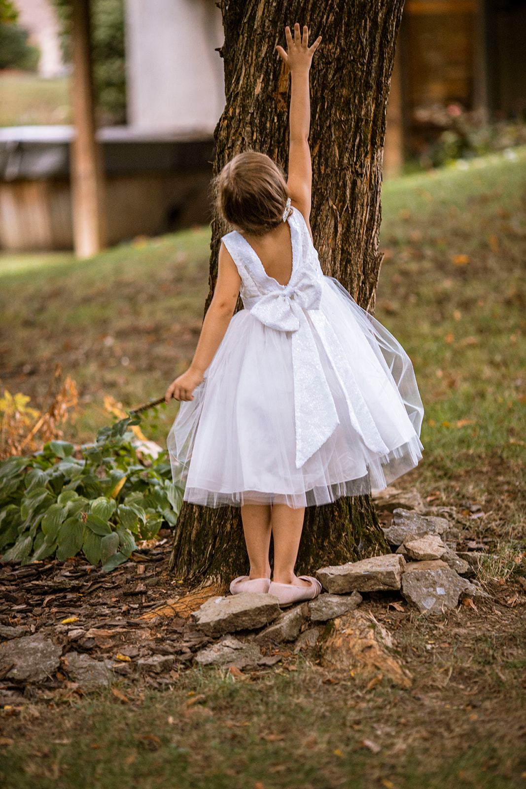 Lace Sequin Back V Flower Girl Dress by AS522 Kids Dream - Girl Formal Dresses