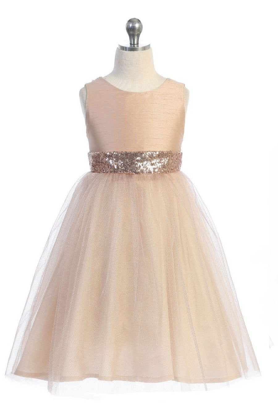 Rose Gold Sequin Back V Girl Party Dress by AS498 Kids Dream - Girl Formal Dresses Blush / 4 Rose Gold Sequin Back V Girl Party Dress by AS498 Kids Dream - Girl Formal Dresses Blush / 4