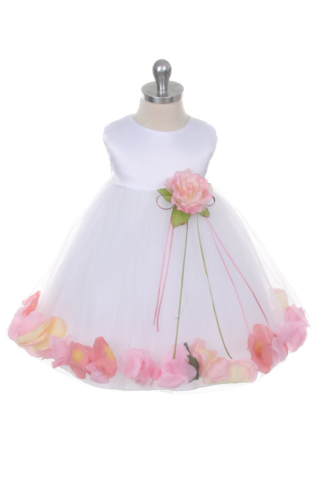 Baby White Satin Flower Petal Flower Girl Dress- AS195B Kids Dream