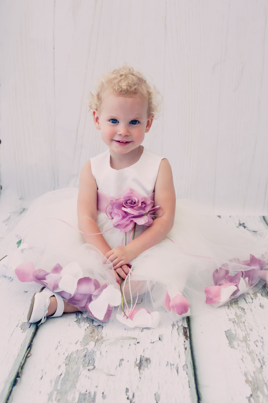 sachin and babi light blue dress Baby Girl Ivory Satin Flower Petal with Organza Sash Party Dress- AS195B Kids Dream Purple / M-12M