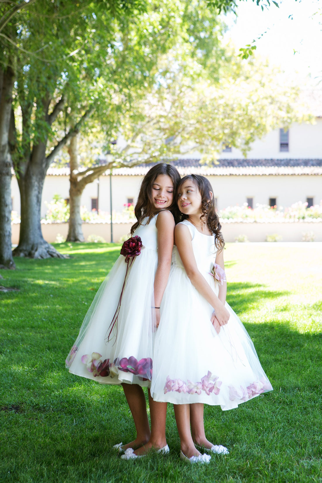 Flower girl dress clearance with petals in skirt