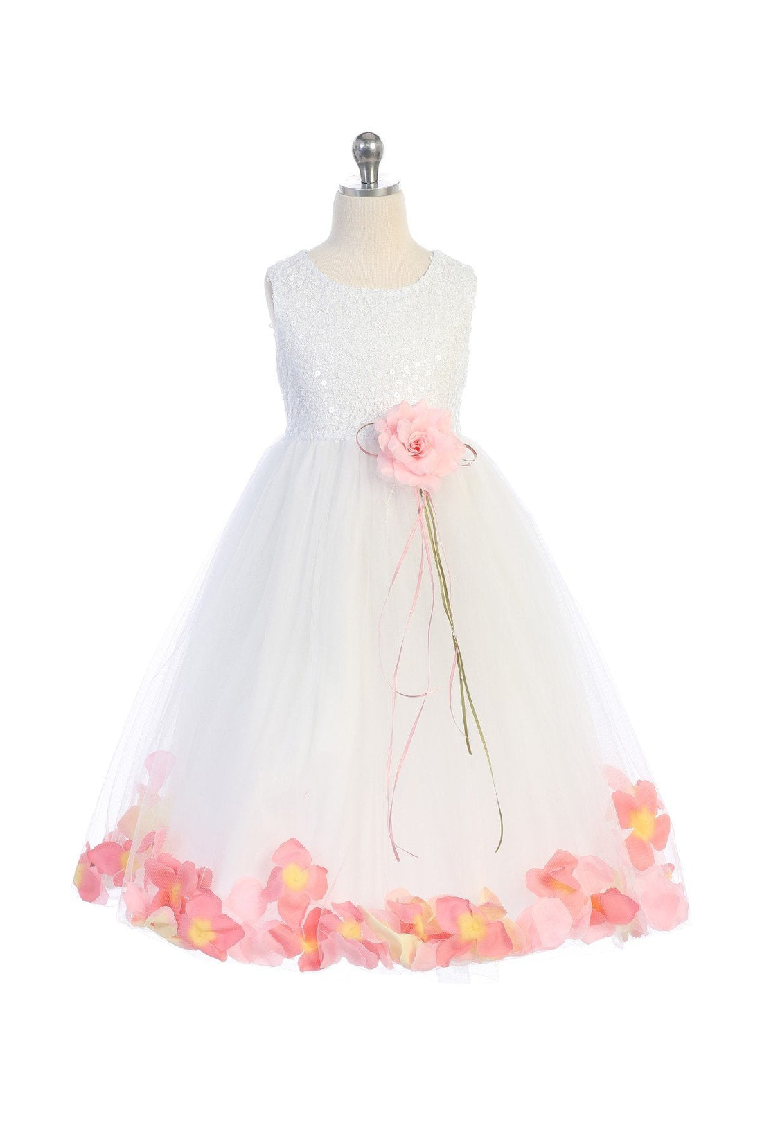 Vestido de nina de las flores con petalos en la parte superior de lentejuelas 1 de 2 por AS160C Kids Dream Girl F Ariststyles