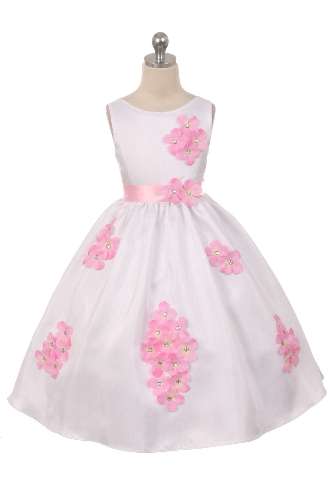 Shantung Decorated with Flower Petals Girl Party Dress by AS204F Kids Dream - Girl Formal Dresses
