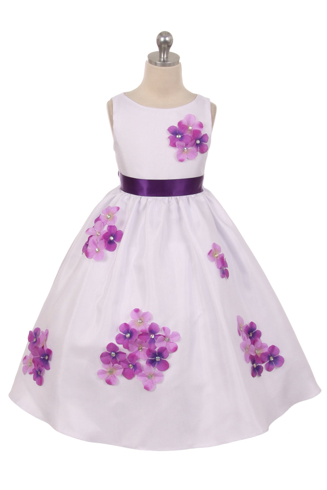 Shantung Decorated with Flower Petals Girl Party Dress by AS204F Kids Dream - Girl Formal Dresses