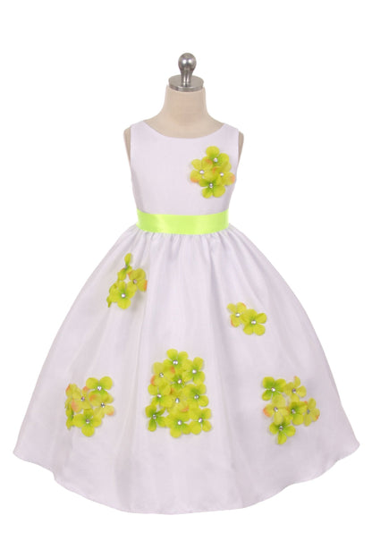 Shantung Decorated with Flower Petals Girl Party Dress by AS204F Kids Dream - Girl Formal Dresses