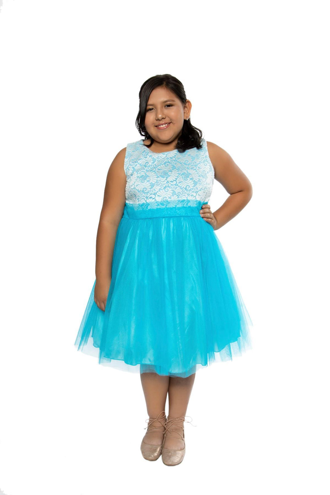 Stretch Lace Tulle Girl Party Dress Plus Size by AS420+ Kids Dream - Girl Formal Dresses Yellow / 16.5 Stretch Lace Tulle Girl Party Dress Plus Size by AS420+ Kids Dream - Girl Formal Dresses Yellow / 16.5