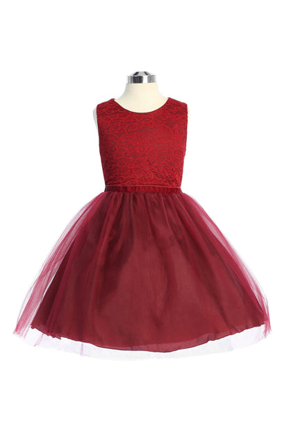 Stretch Lace Tulle Velvet Trim Girl Party Dress Plus Size by AS528+ Kids Dream - Girl Formal Dresses Burgundy / 16.5 Stretch Lace Tulle Velvet Trim Girl Party Dress Plus Size by AS528+ Kids Dream - Girl Formal Dresses Burgundy / 16.5