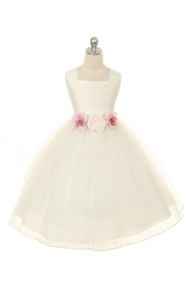 open lace back dress Vintage Rose Poly Silk Tulle Girls Plus Size Dress 18.5 / All Mauve