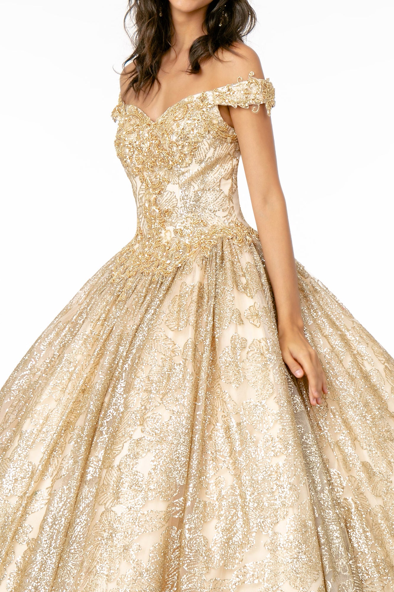 champagne/gold quinceanera dresses Champagne Sparkly Tulle Quinceanera Dresses Sequin Princess Dresses 21378 Custom Colors / 24W