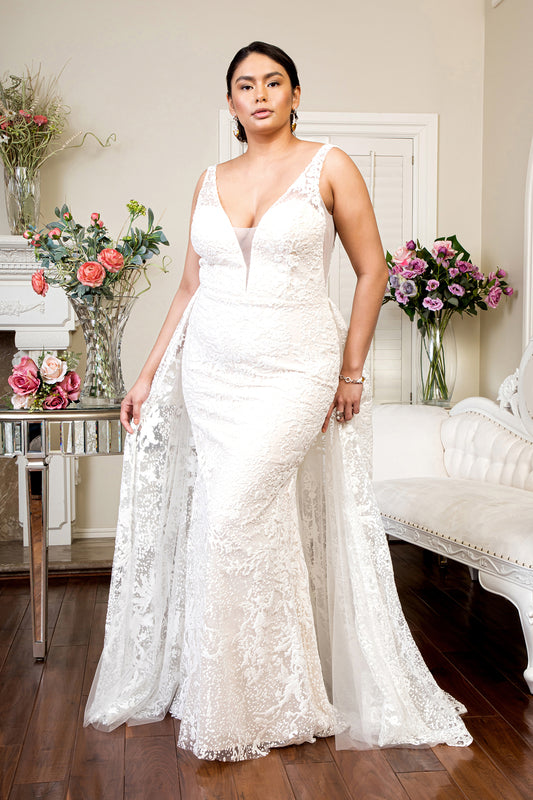 GL1903 Elizabeth K Mermaid Bridal Gown with Detachable Mesh Layer