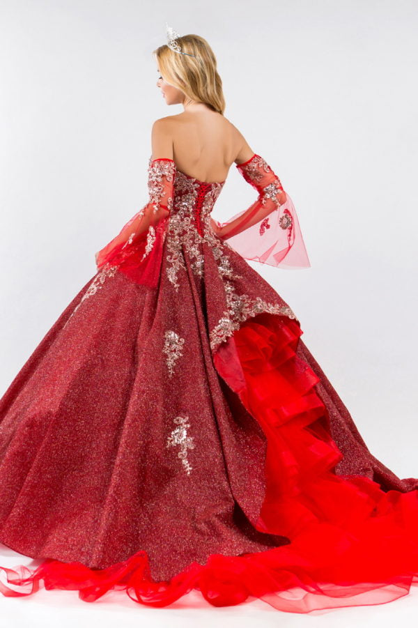 red dress with tail One-shoulder Dark Red High Side-slit Mermaid Long Tail Prom Dress, PD3 SposaBridal