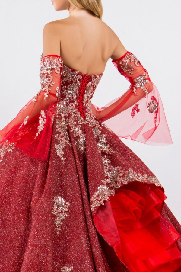 open lace back dress Off-Shoulder Ball Gown by Rachel Allan RQ5001 main image 0