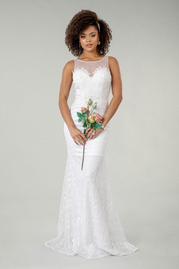 Elizabeth K - GL1918 - Illusion Sweethearted Embroidered Lace Bridal Gown