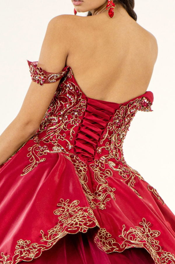 Elizabeth K - GL1930 - Embroidered Strap Satin Quinceanera Dress