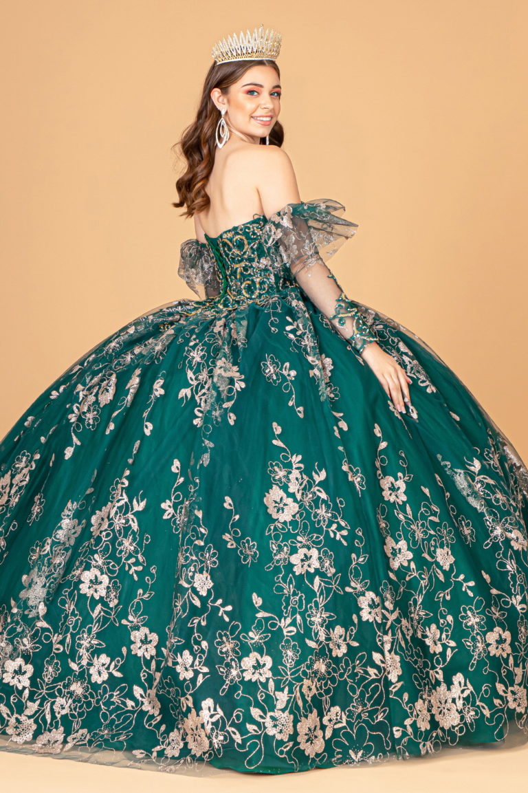 Elizabeth K - GL1944 - Embroidered Glitter Strapless Quinceanera Dress
