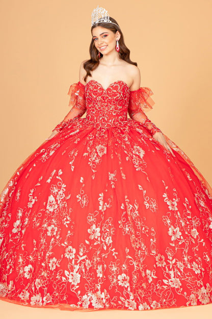 Elizabeth K - GL1944 - Embroidered Glitter Strapless Quinceanera Dress