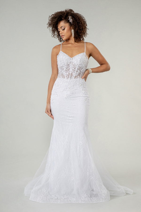 beaded bodice mermaid wedding dress BEATRIZ Strapless Beaded Mermaid Wedding Dress main image 0