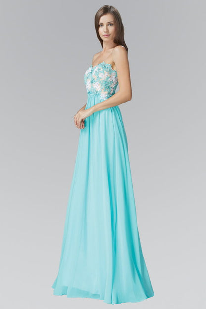 Elizabeth K - GL2050 - Embroidery Strapless Sweetheart Neck Dress