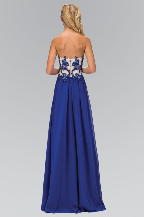 Elizabeth K - GL2050 - Embroidery Strapless Sweetheart Neck Dress