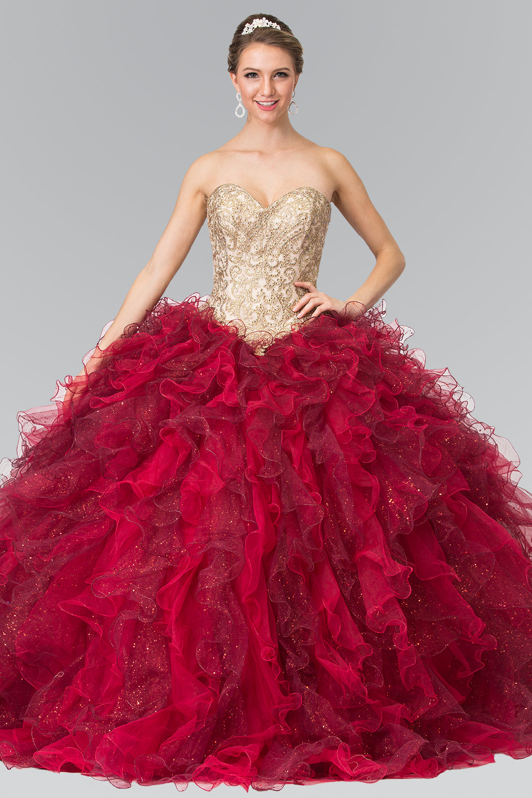 Elizabeth K - GL2211 - Embellished Tulle Strapless Quinceanera Dress