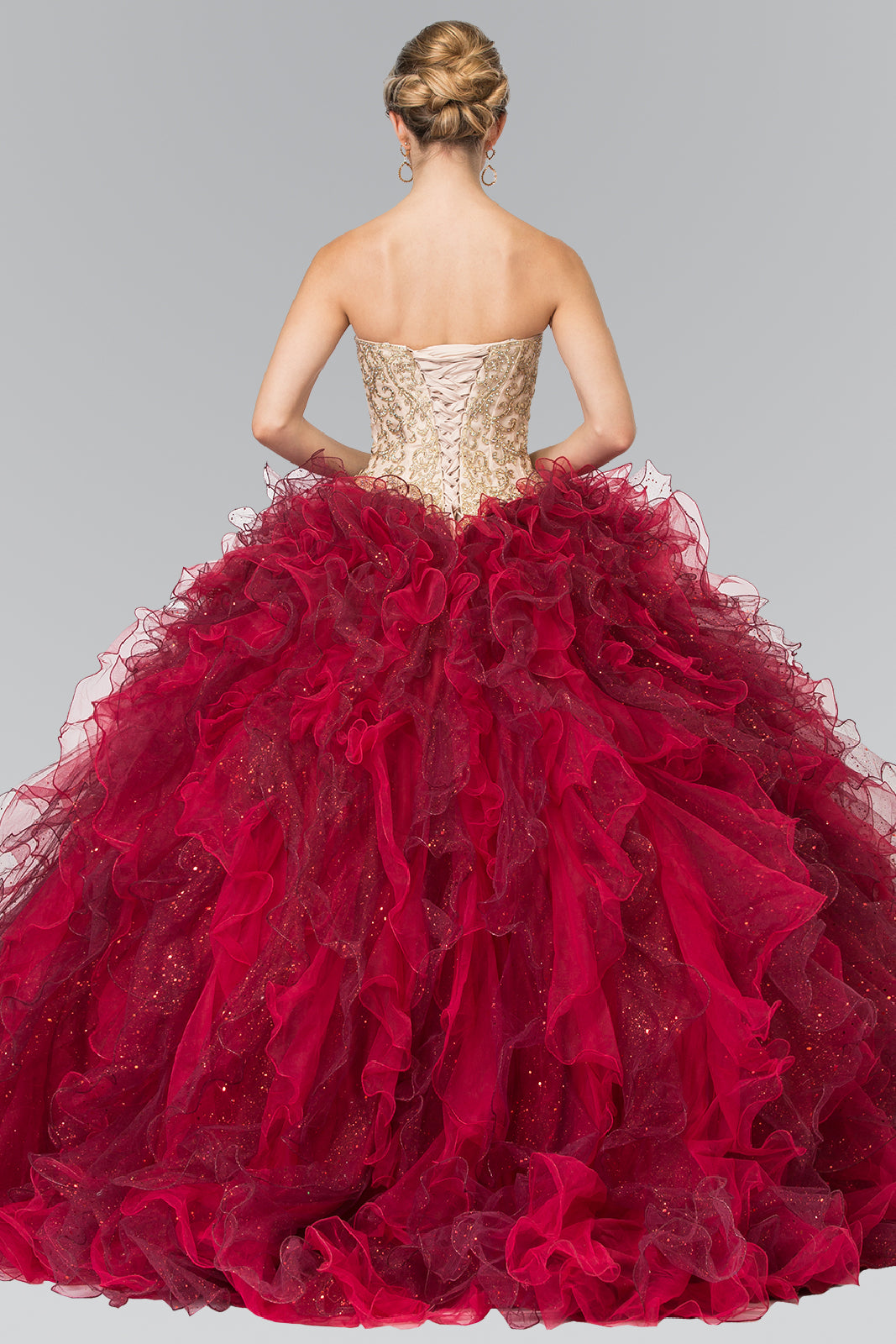 Elizabeth K - GL2211 - Embellished Tulle Strapless Quinceanera Dress